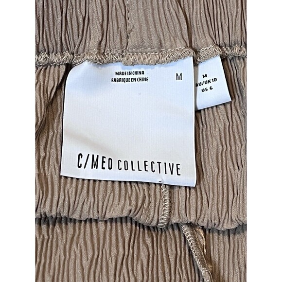 C/Meo Collective Beige Textured Pull On High Waist Wide Leg Trouser Pant Women M - Picture 8 of 10